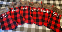 Load image into Gallery viewer, Personalized Buffalo Plaid Christmas Stockings
