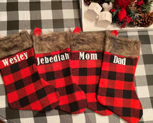 Load image into Gallery viewer, Personalized Buffalo Plaid Christmas Stockings

